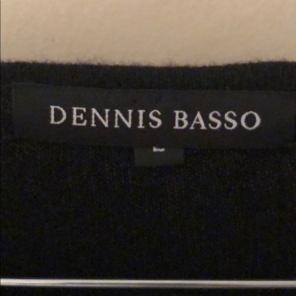 Dennis Basso 100% cashmere black top w/fur cuffs